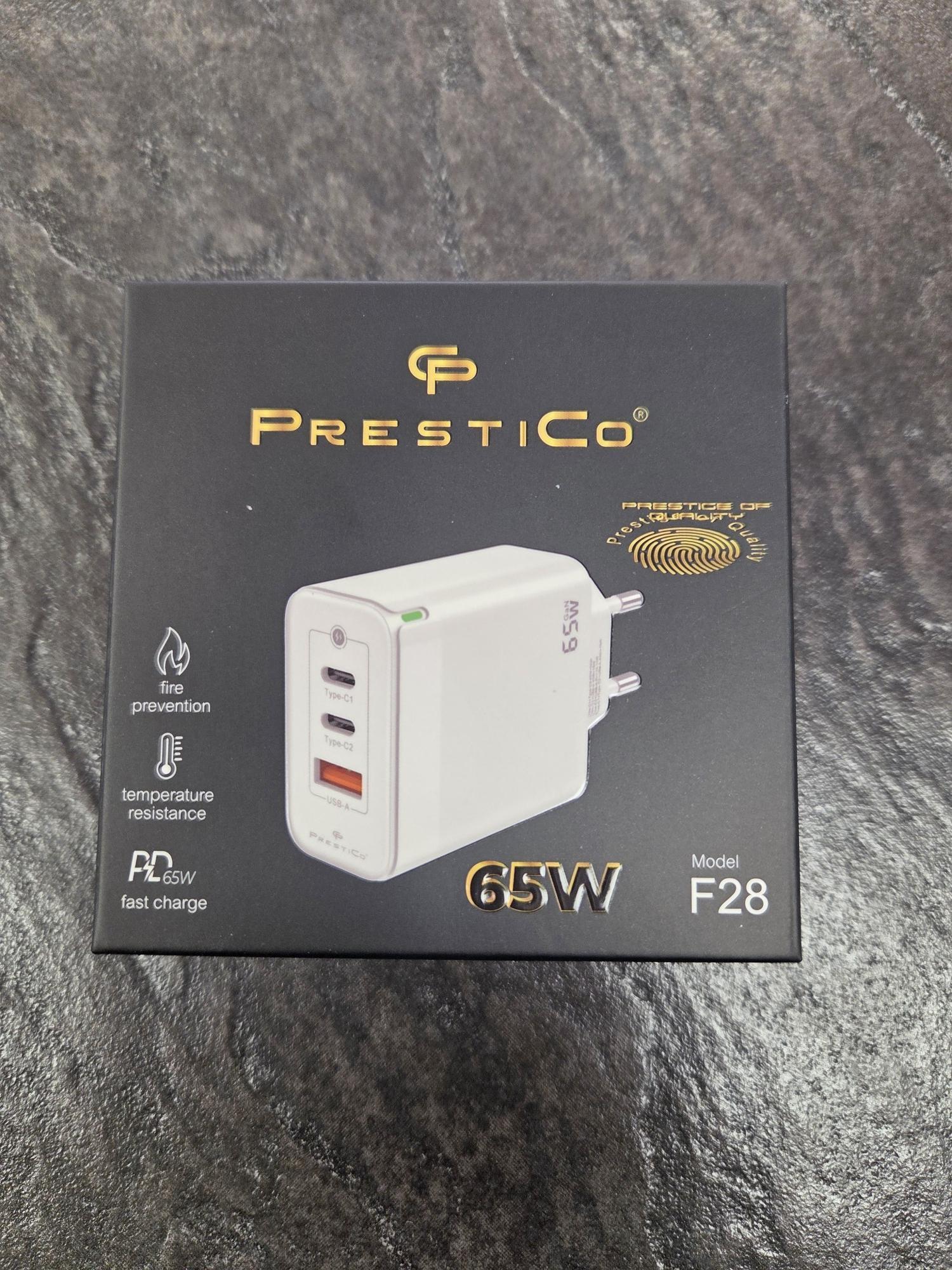 Tootefoto - Laadija PRESTICO F28 1xUSB+2xUSB-C 65W 2xPD GaN Valge