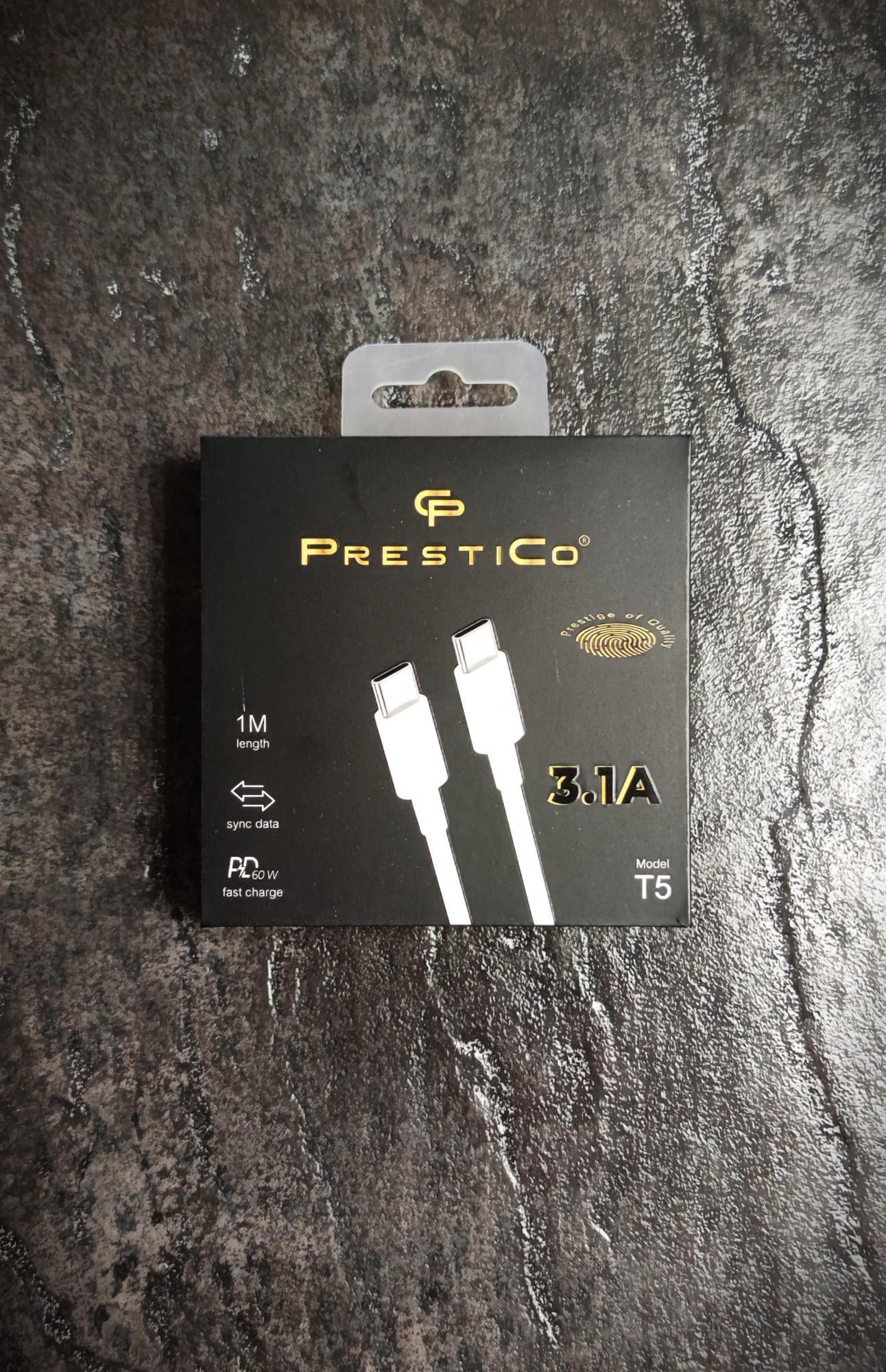 Tootefoto - Juhe PRESTICO T5 USB Type-C→USB >Type-C Valge