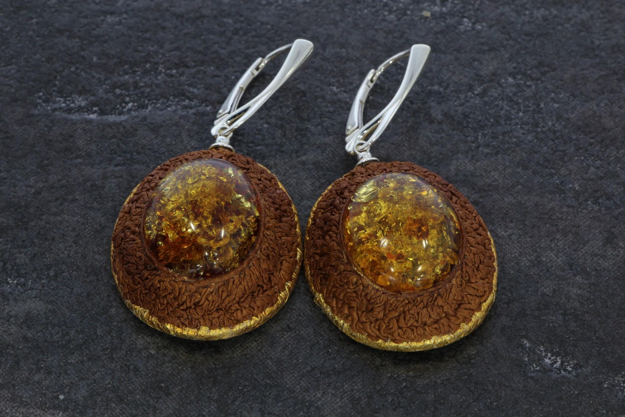 Tootefoto - Kõrvarõngad merevaiguga Käsitöö UUED Adriana