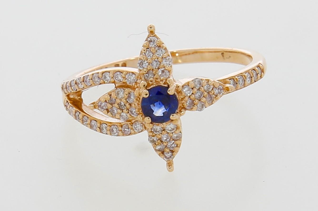 Tootefoto - Kuldsõrmus 585* Safiir 0.26ct + Briljandid 0