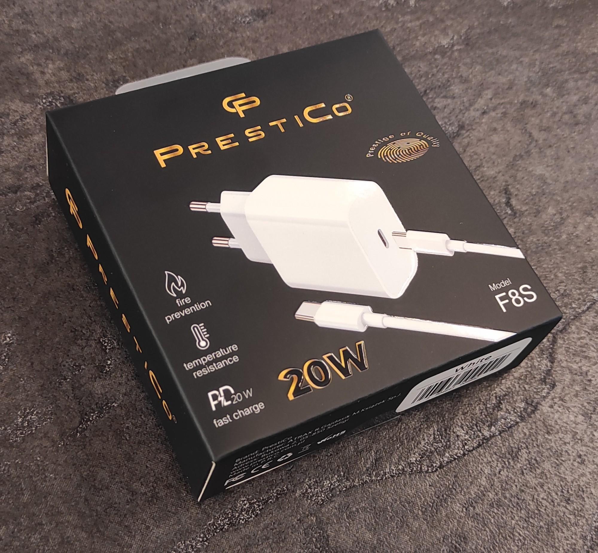 Tootefoto - Laadija PRESTICO F8S USB Type-C 20W + Juhe USB Type-C → USB