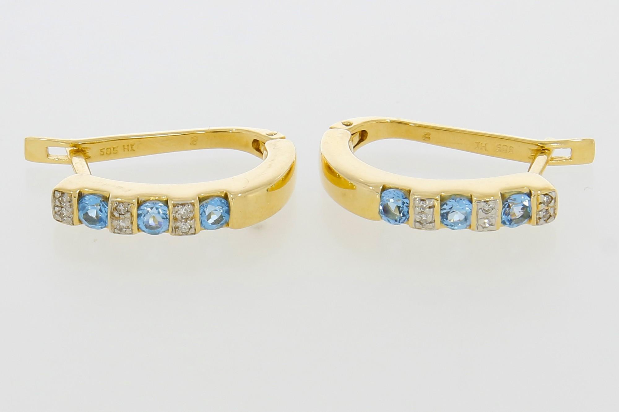 Tootefoto - Kuldkõrvarõngad 585* Topaasid + Briljandid