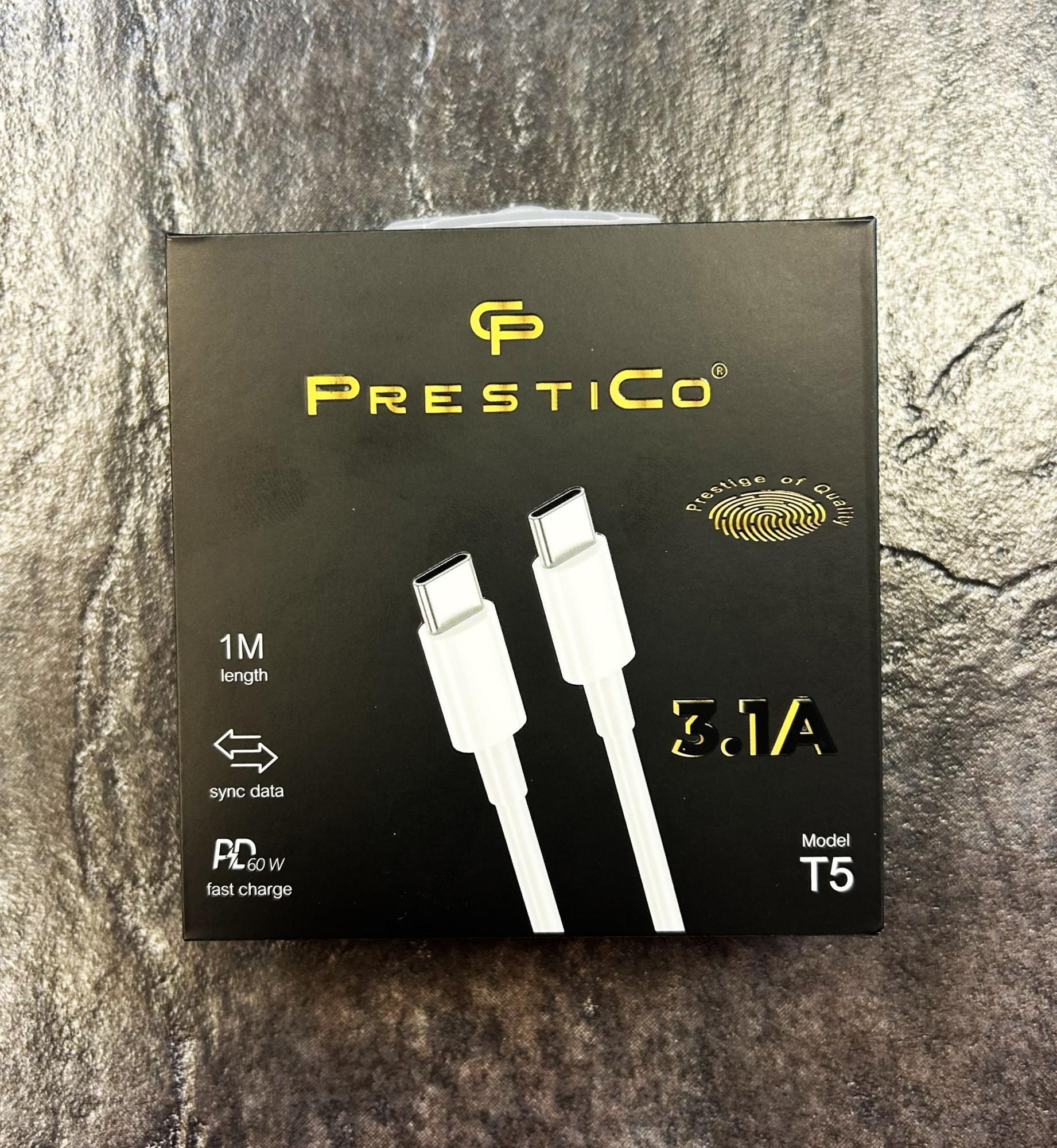 Tootefoto - Juhe PRESTICO T5 USB Type-C - USB Type-C PD valge