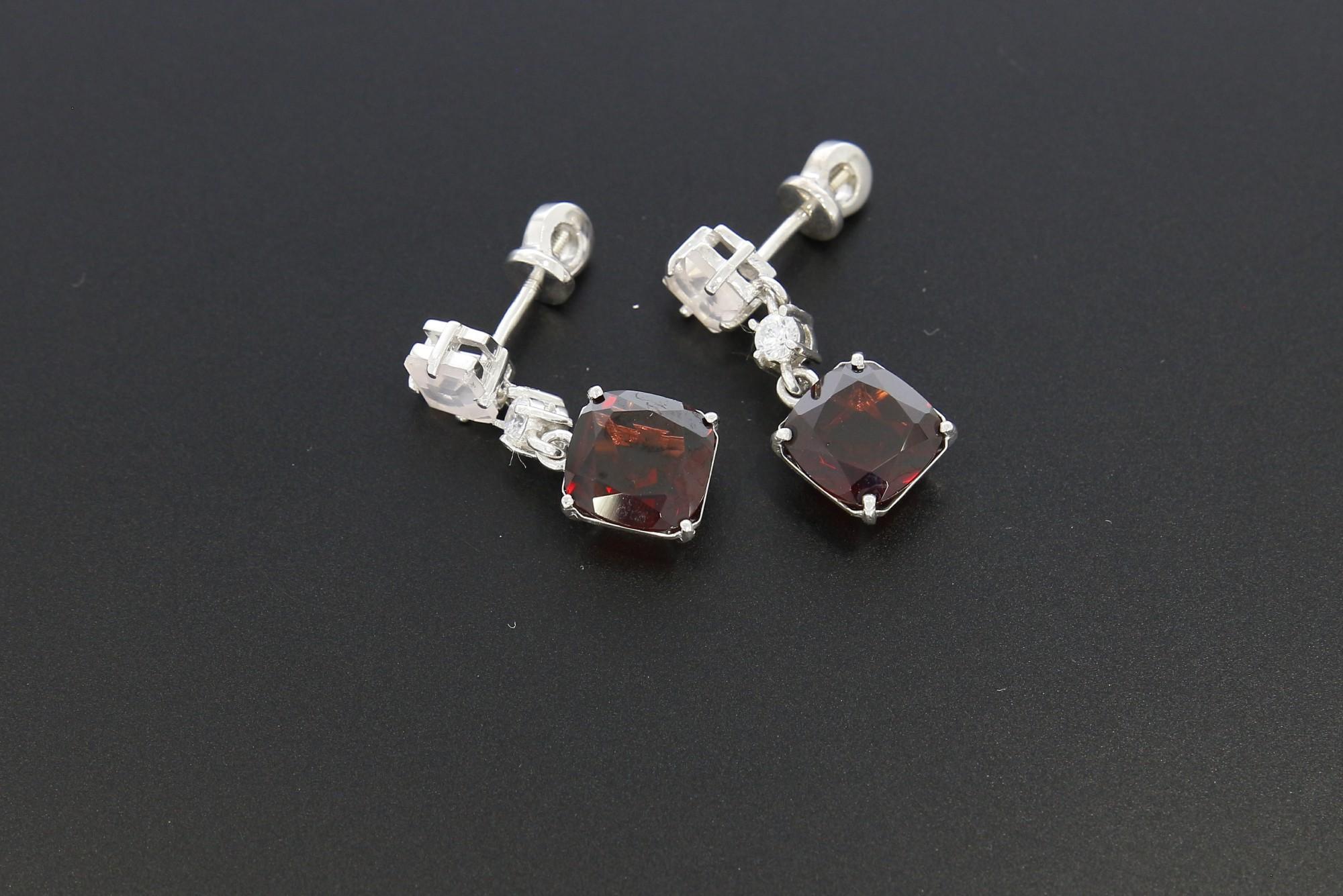Tootefoto - Hõbekõrvarõngad 925* Granaadid+ Kvartsid! Deva Jewelry