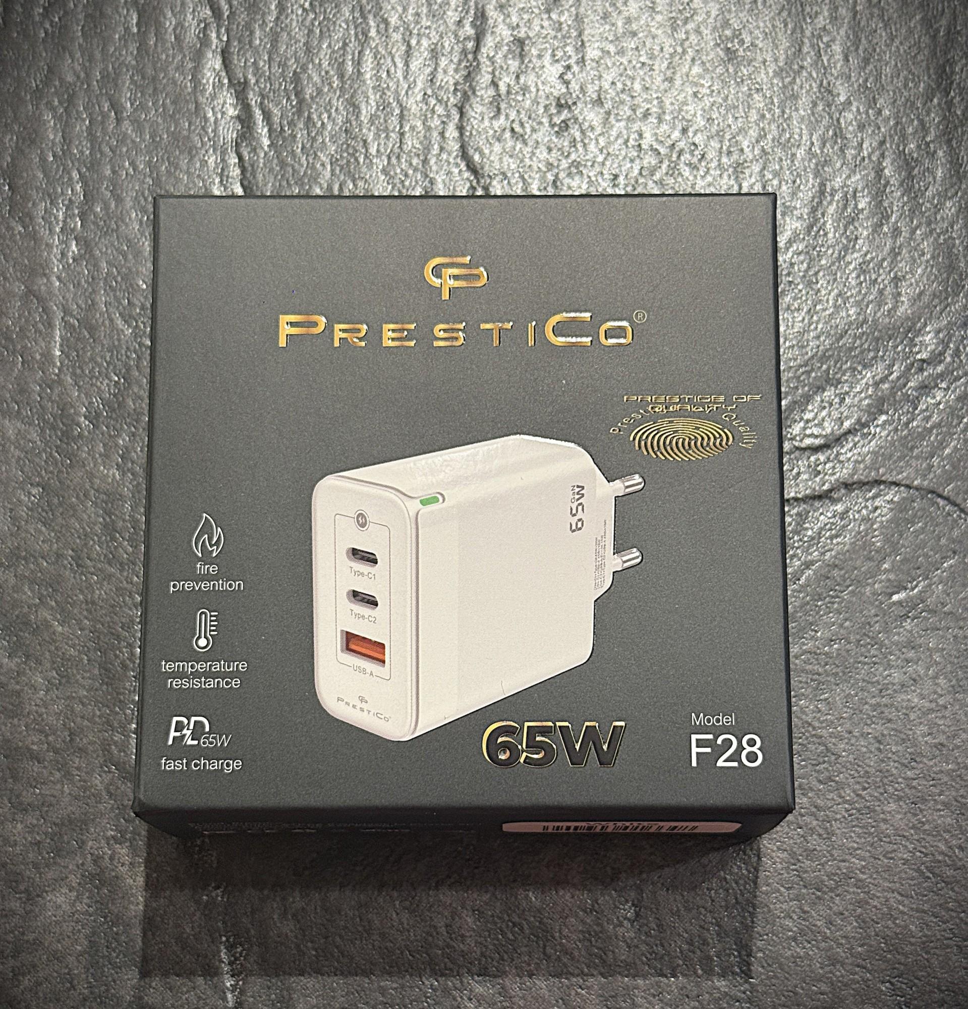 Tootefoto - Laadija PRESTICO F28 1xUSB+2xUSB-C 65W 2xPD GaN