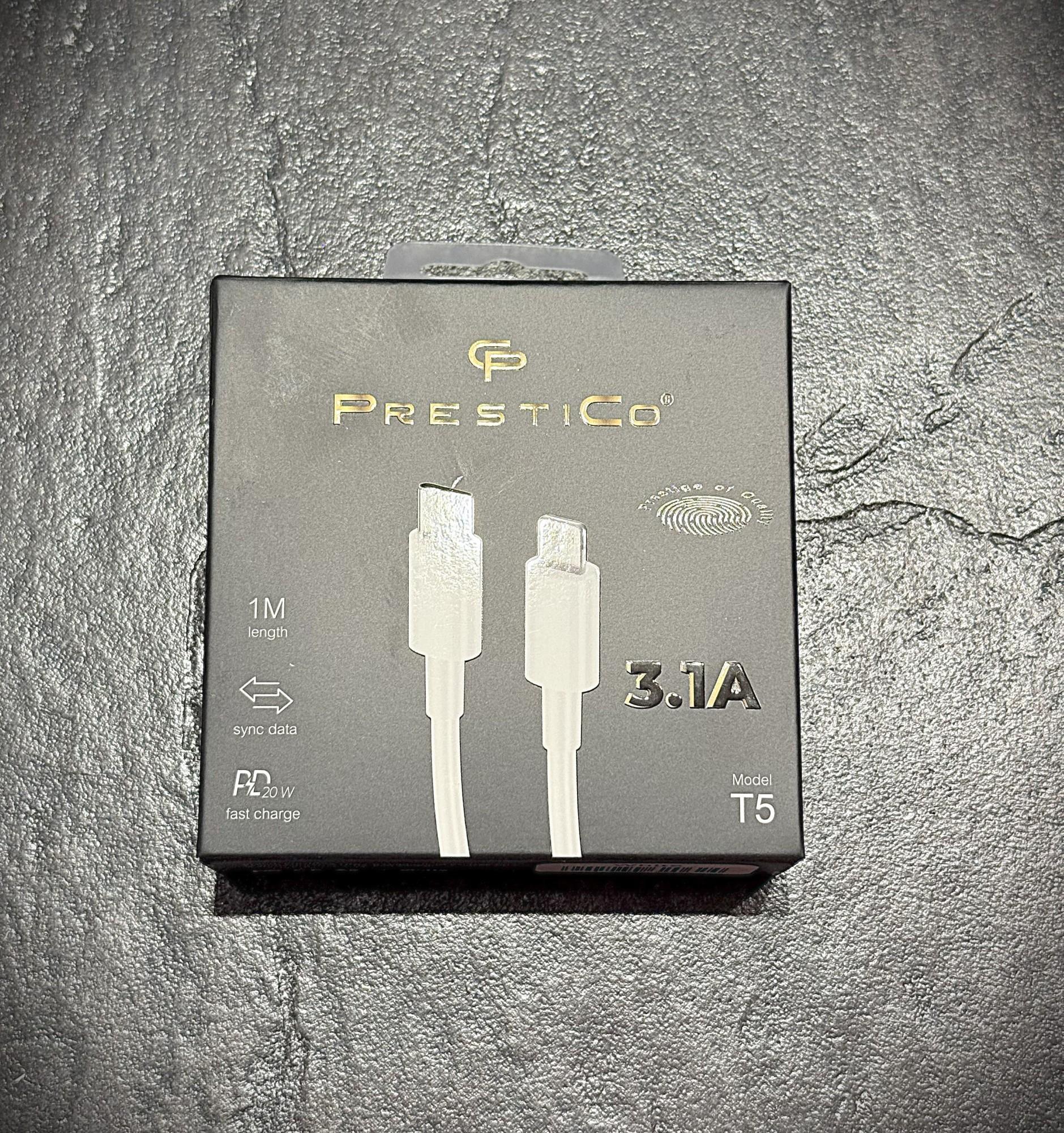 Tootefoto - Juhe PRESTICO T5 USB-C -> Lightning PD valge