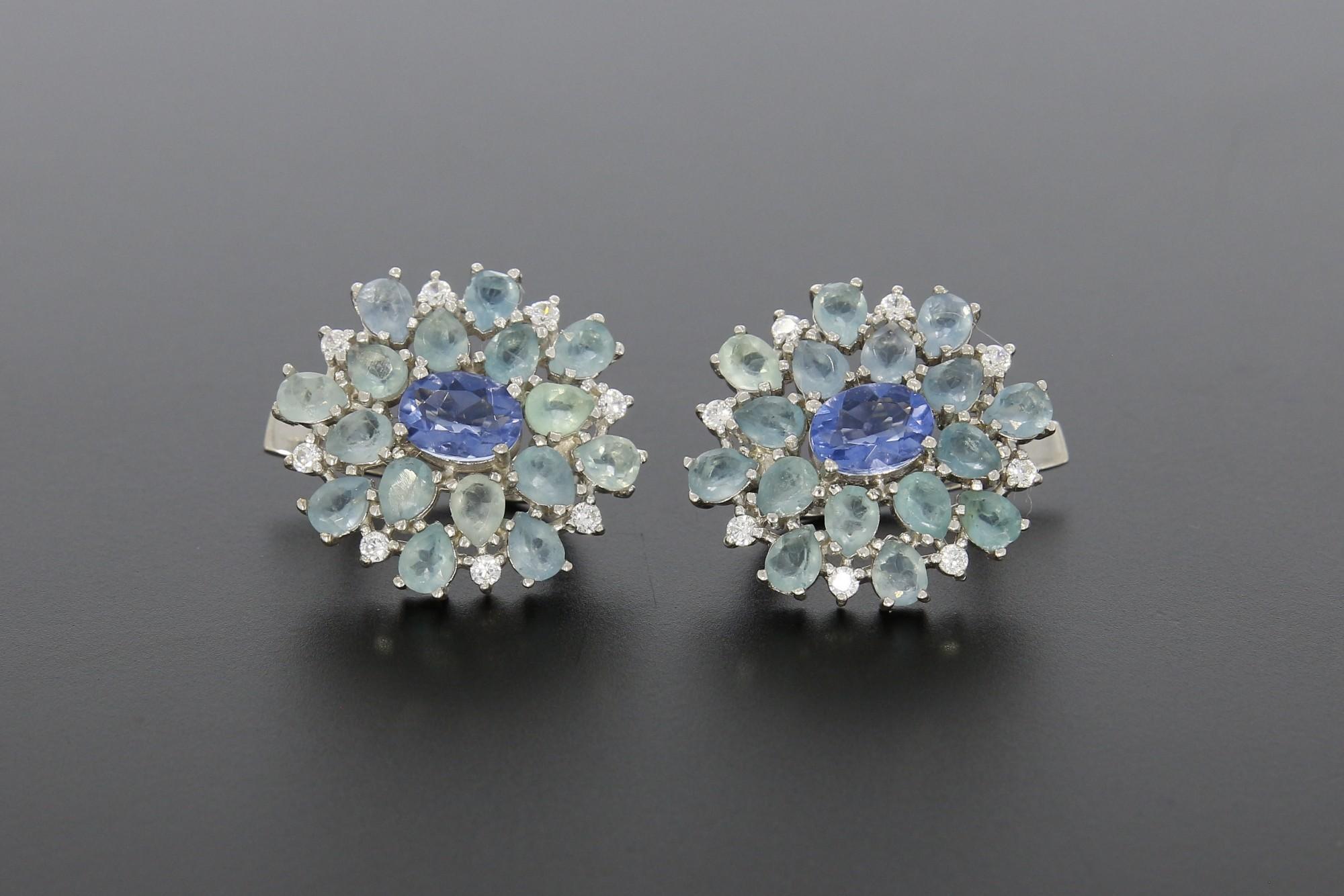 Tootefoto - Hõbekõrvarõngad 925* Tsirkoonid, Flouriidid Deva Jewel