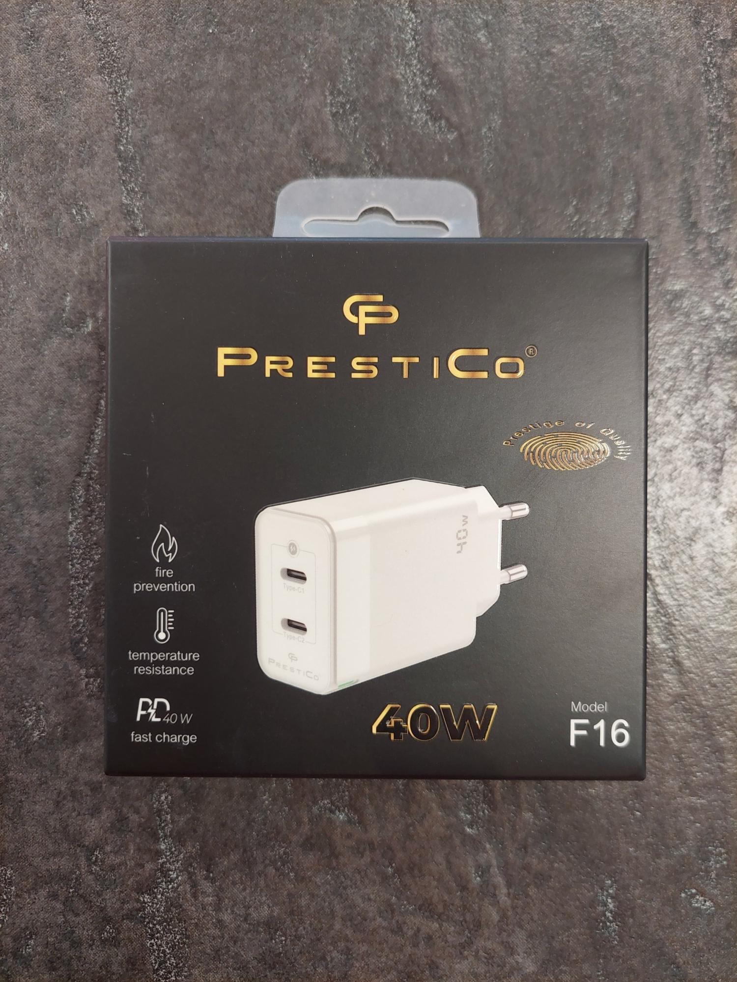 Tootefoto - Laadija PRESTICO F16 2 x USB Type-C 40W PD