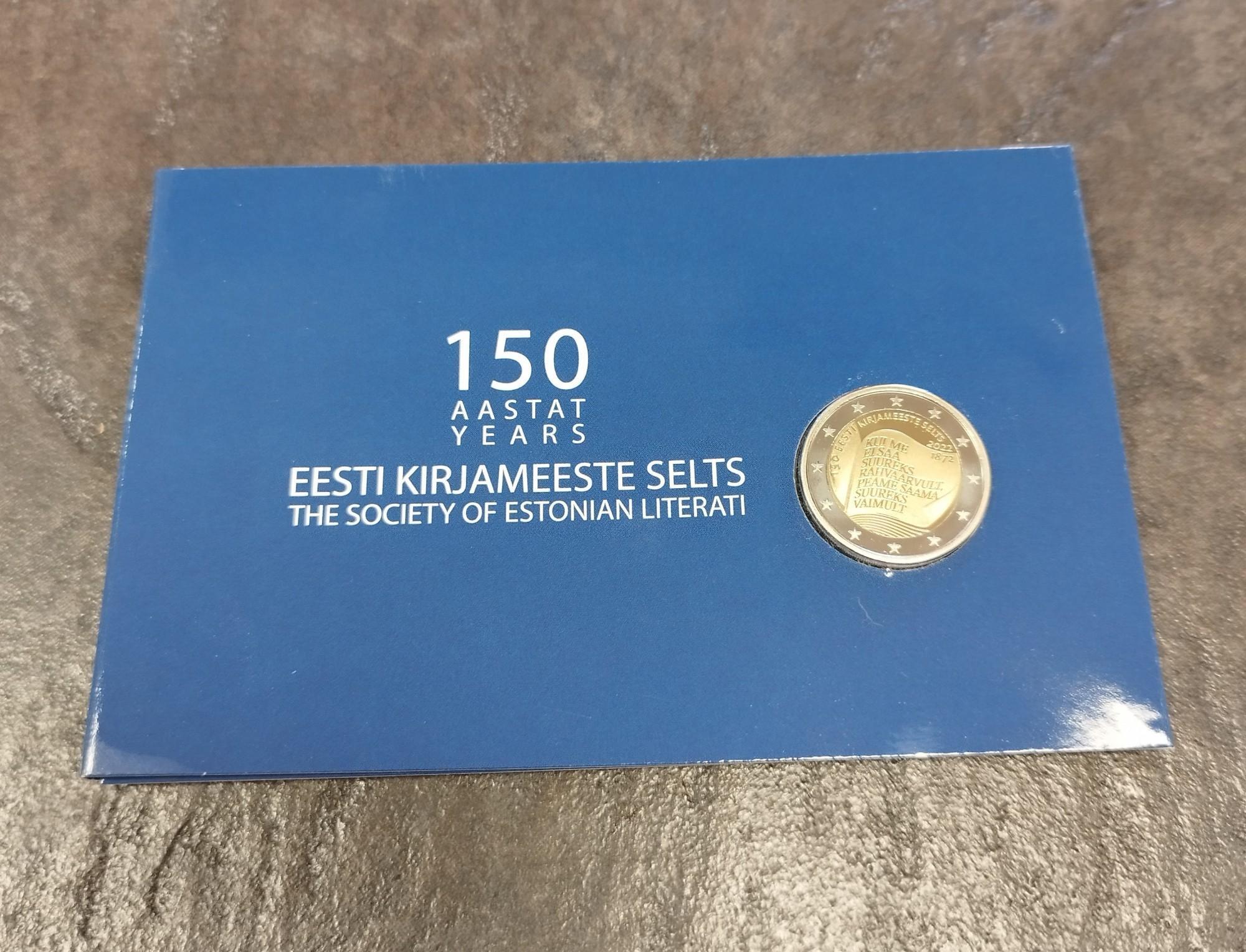 Tootefoto - Münt 2€ Eesti kirjameeste selts 150aastat