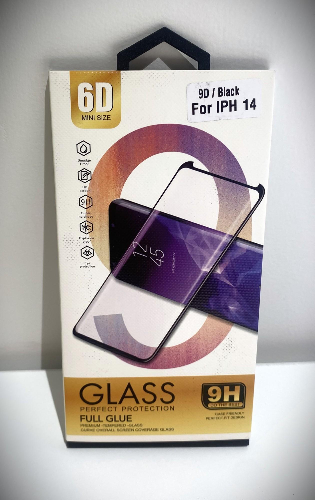 Tootefoto - Kaitseklaas 6D FULL Liimiga iPhone 14 must