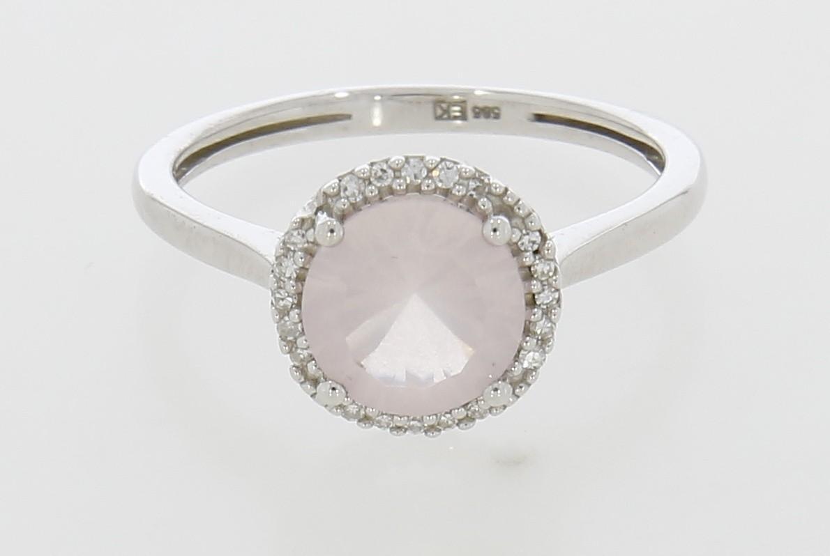 Tootefoto - Kuldsõrmus 585* Roosa kvarts 1,2ct + briljandid 0,07ct