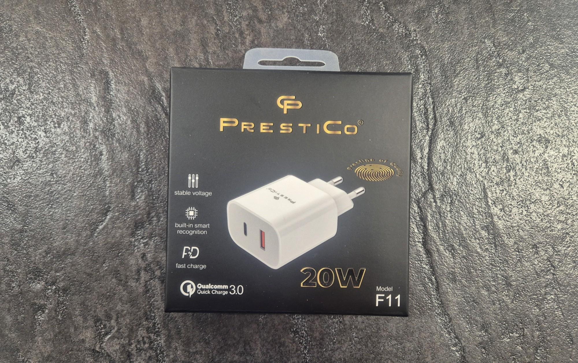 Tootefoto - Laadija PRESTICO F11 1xUSB + USB-C QC PD 20W valge