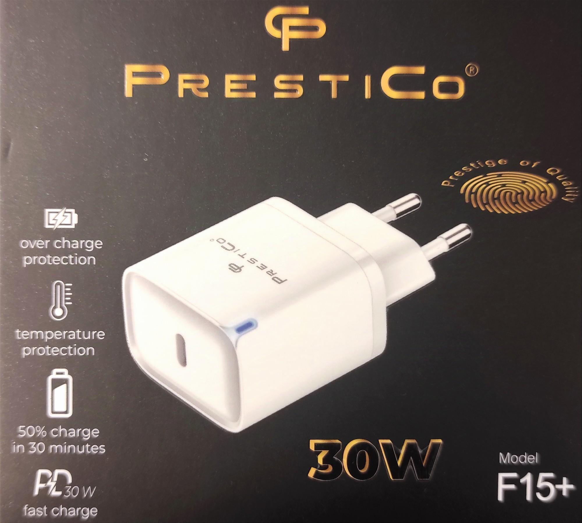 Tootefoto - Laadija PRESTICO F15+ 1xUSB-C 30W PD white