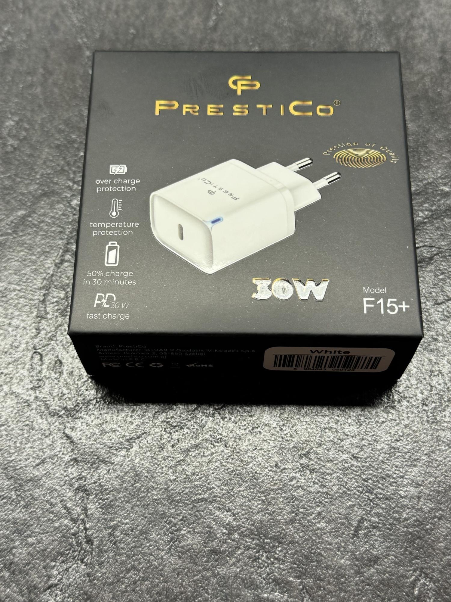 Tootefoto - Laadija PRESTICO​ F15+​ 1xUSB​-​C​ 30W​ PD​ white