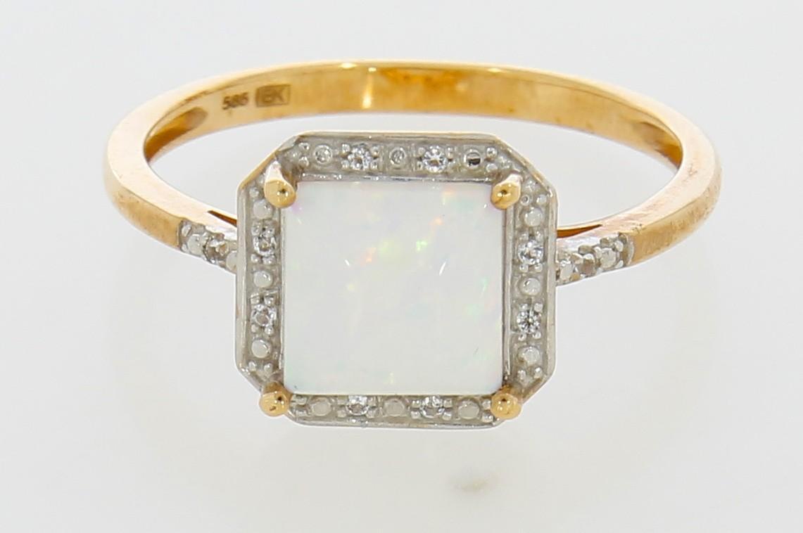 Tootefoto - Kuldsõrmus 585* Sünteetiline opaal 0,51ct + briljandid 0,05c