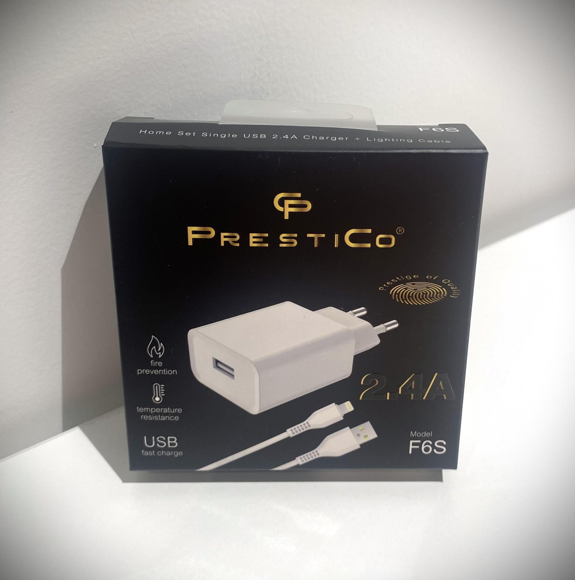 Tootefoto - Laadija Prestico F6S 1x USB + Juhe Lightning 2