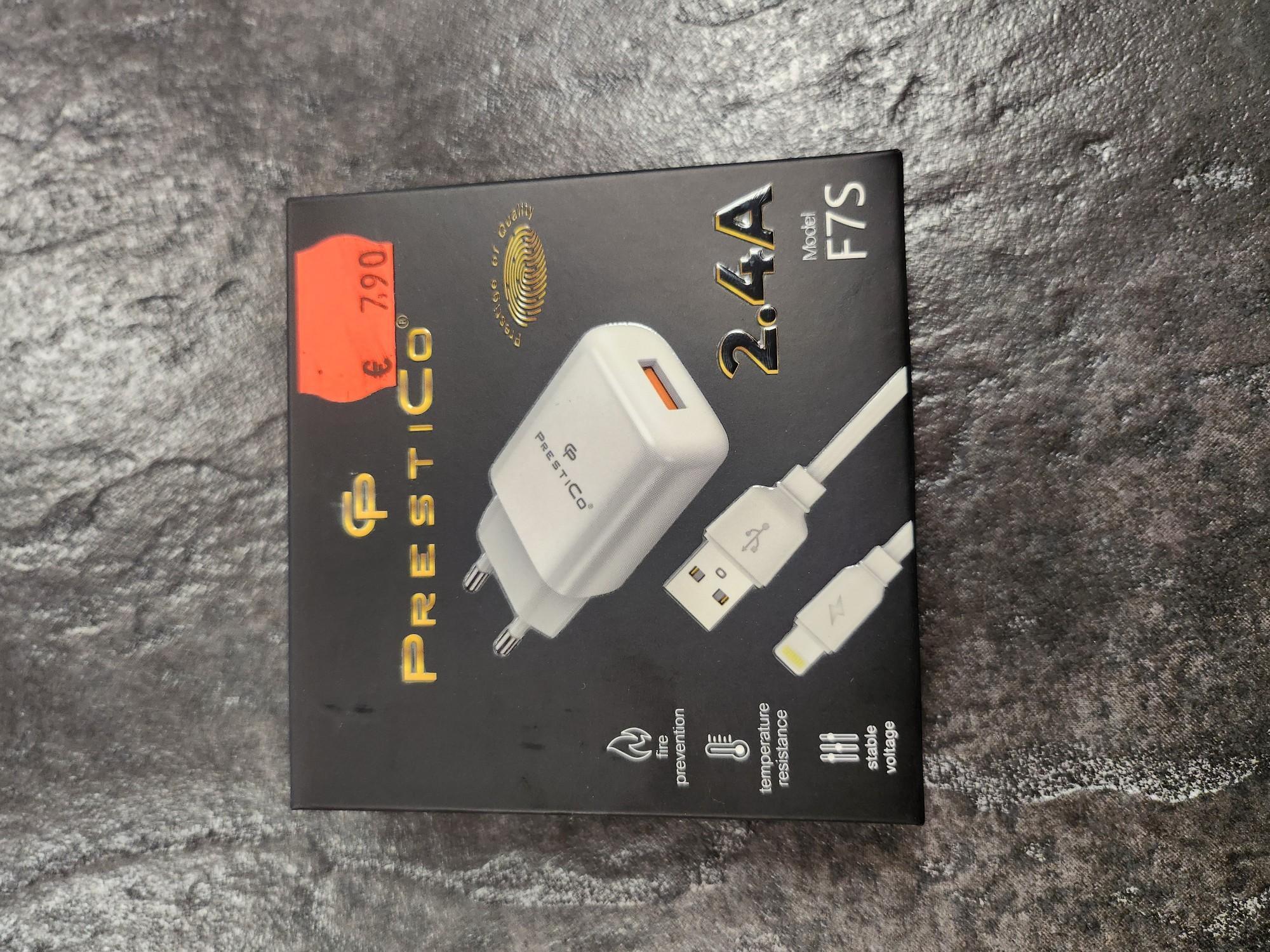 Tootefoto - Laadija PRESTICO F7S 1xUSB + Juhe Lightning 2