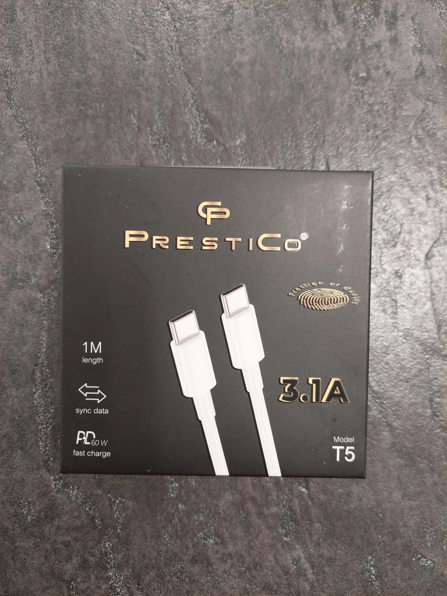 Tootefoto - Juhe PRESTICO T5 USB Type-C →USB Type-C Valge
