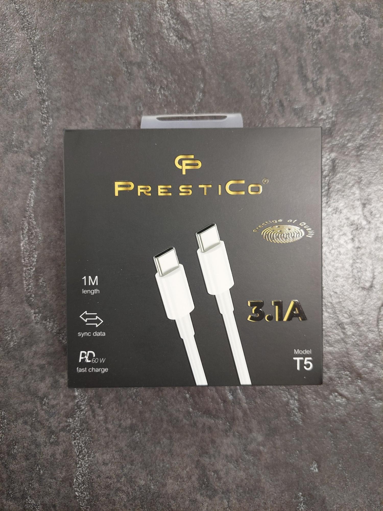 Tootefoto - Juhe PRESTICO T5 USB Type-C - USB Type-C PD Valge